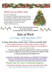 Annual Sale of Work 13th December Appeal 